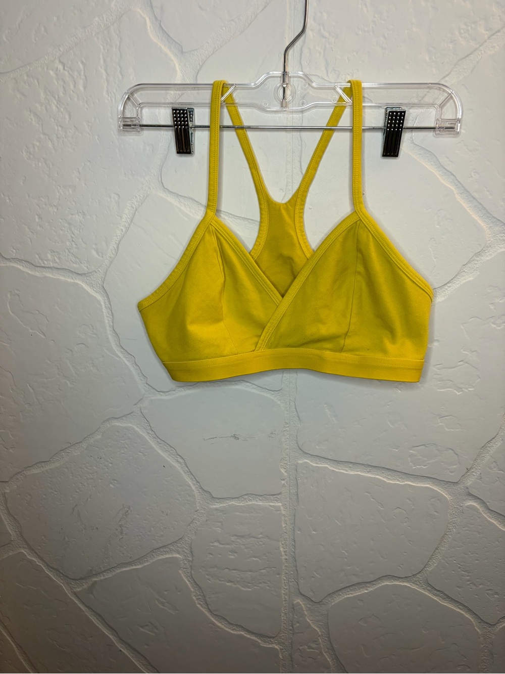Fabletics Live-In Racerback Bralette Wrap Sports Bra Yellow Size M